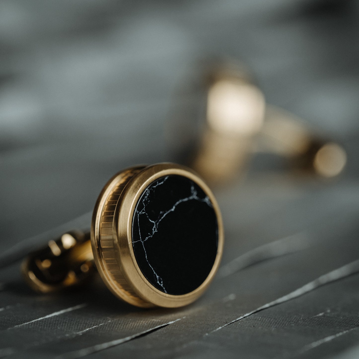 French Black Marble Cuff Links