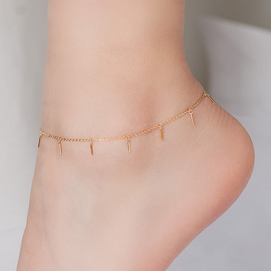 Simple And Colorless Small Strip Colored Gold ankle Chain