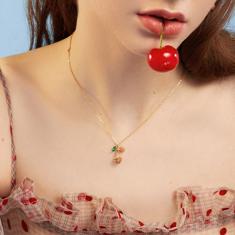 Women's Temperament Fashion Cherry Shape Pendant Necklace