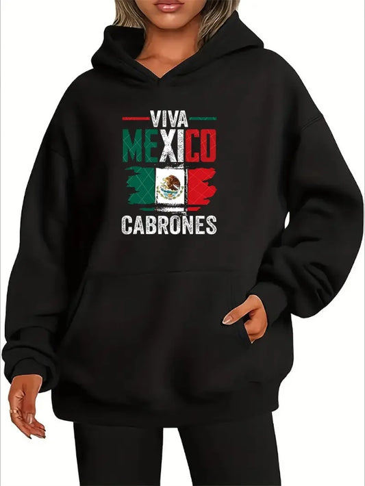 Women's Long Sleeve Mexico flag Hoodie, Women's Sportswear & Clothing